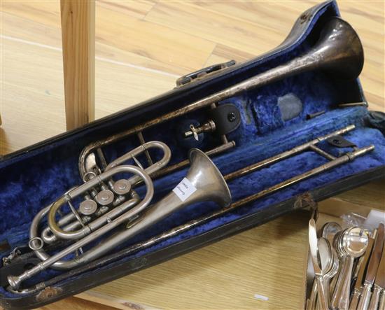 A trombone and a coronet